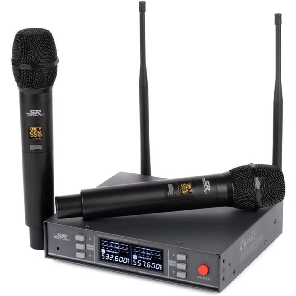 Monoprice Wireless Mic System‎ Dual Handheld 200-Channel UHF for Karaoke Church